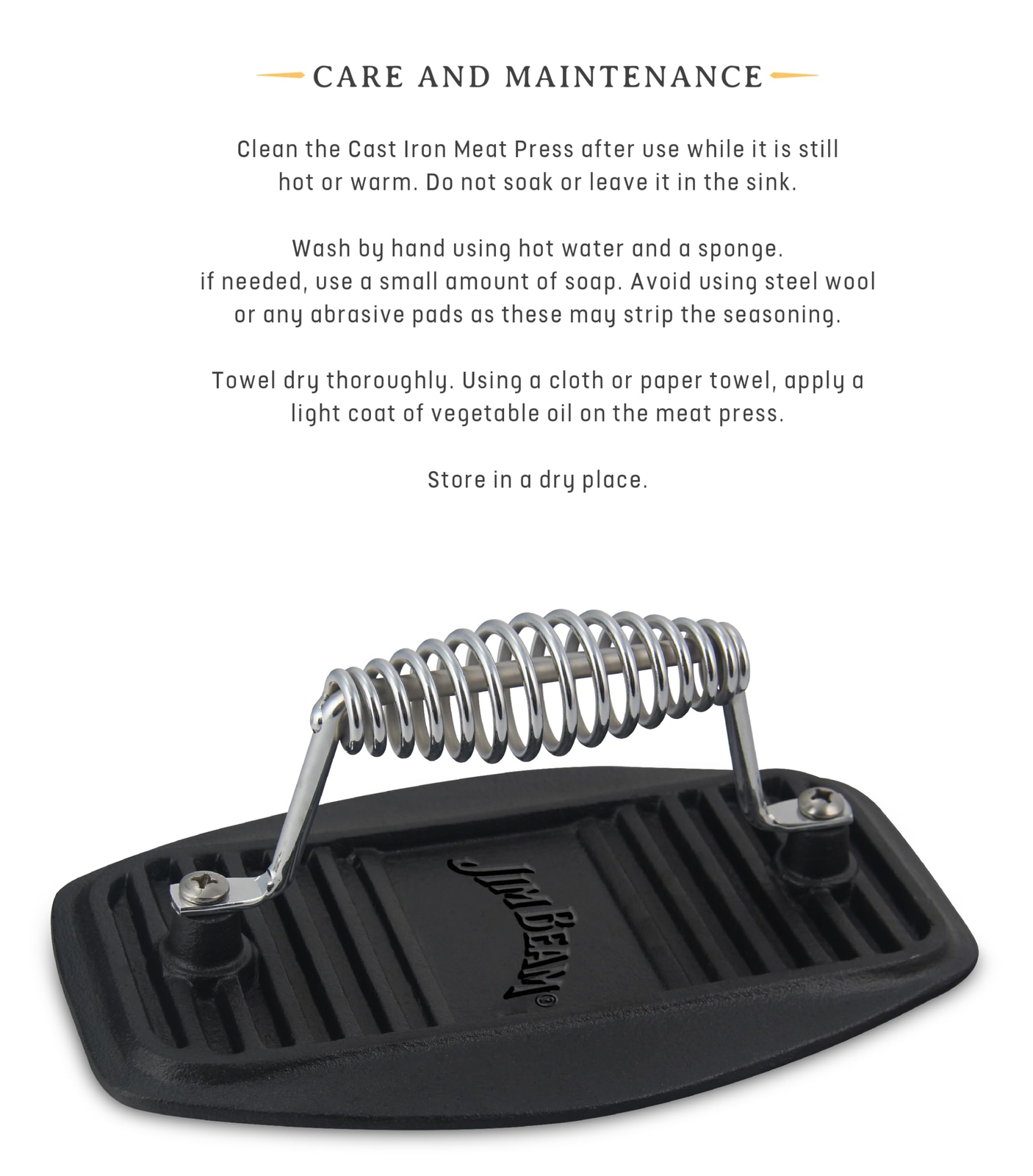 Stainless Steel Cast Iron Meat Press Pre-Seasoned Heavy Duty Burger Smasher gallery
