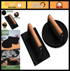 Heavy-Duty Cast Iron Burger Press – 7″ Round & Rectangle for Griddle, Nonstick