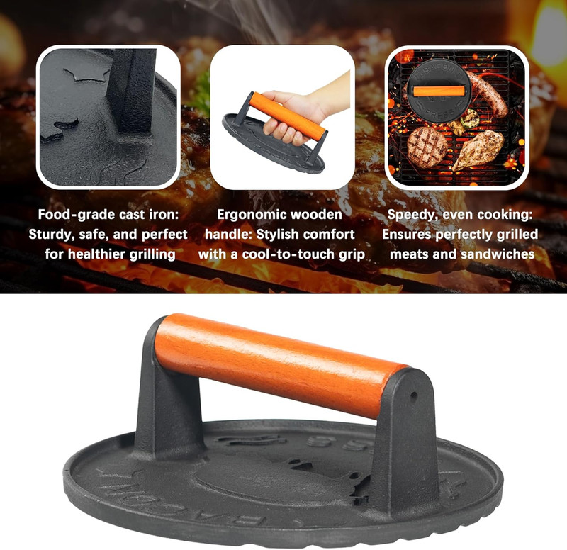 7 Inch Burger Smasher,Patty Smasher,Hamburger Smasher Press,Griddle Press, Bacon gallery