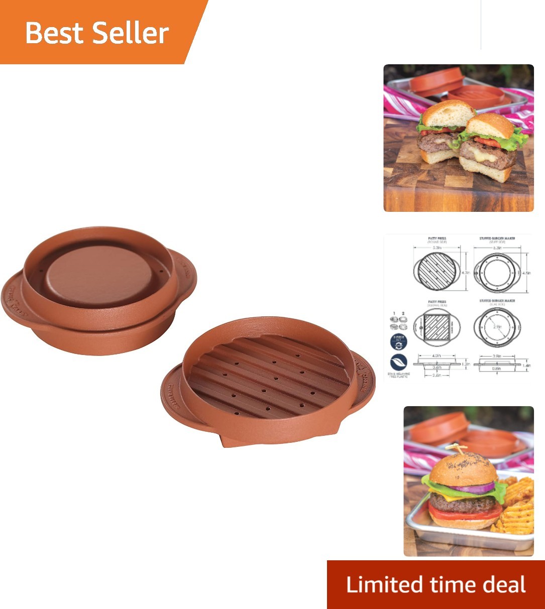 365 Indoor/Outdoor Stuffed Burger Maker & Patty Press - Create Perfect Burgers gallery