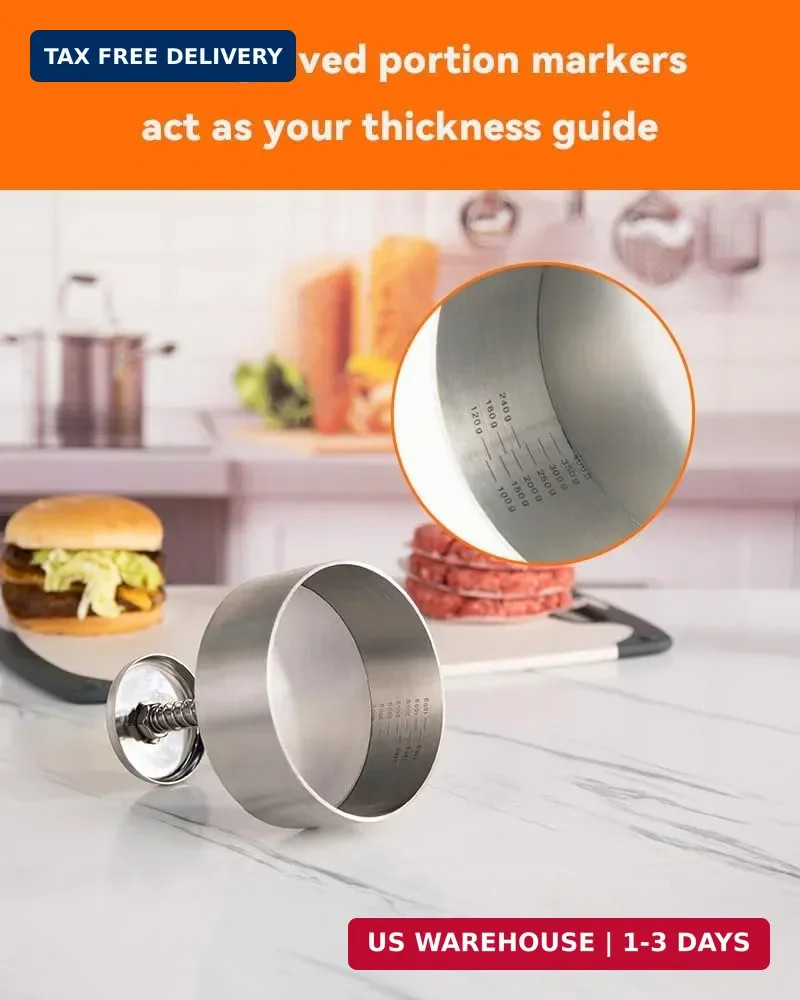 Brigii 304 Stainless Steel Burger Press - 4.5" Hamburger Patty Maker, Heavy Duty gallery