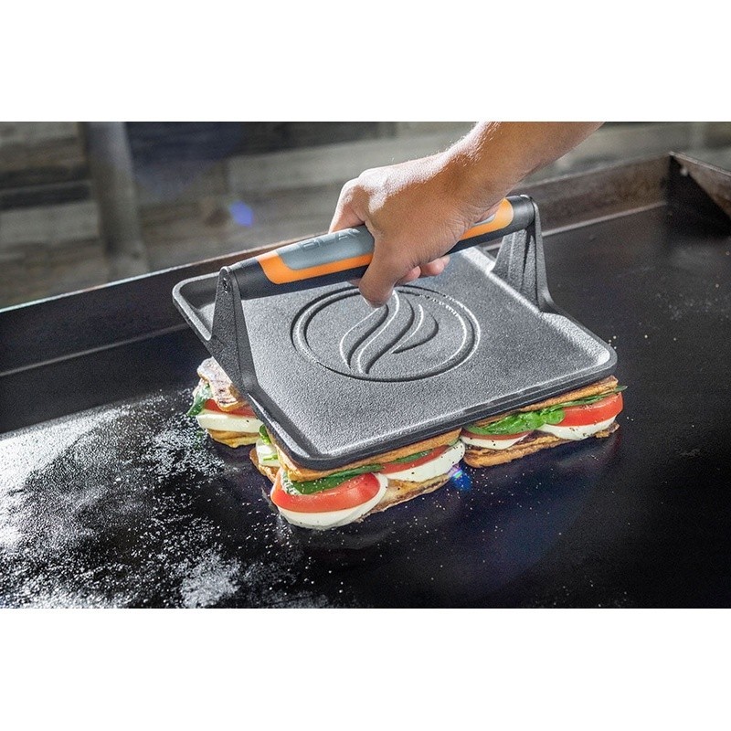 Cast Iron Griddle Press Heat Resistant Handle Non Stick Bacon Burger Grill Tool gallery