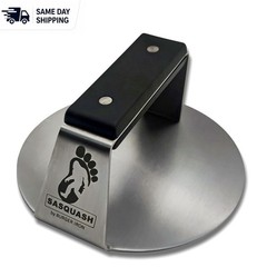 6-Inch Sasquash Stainless Steel Meat Press with Flat Handle for Ultimate Cooking