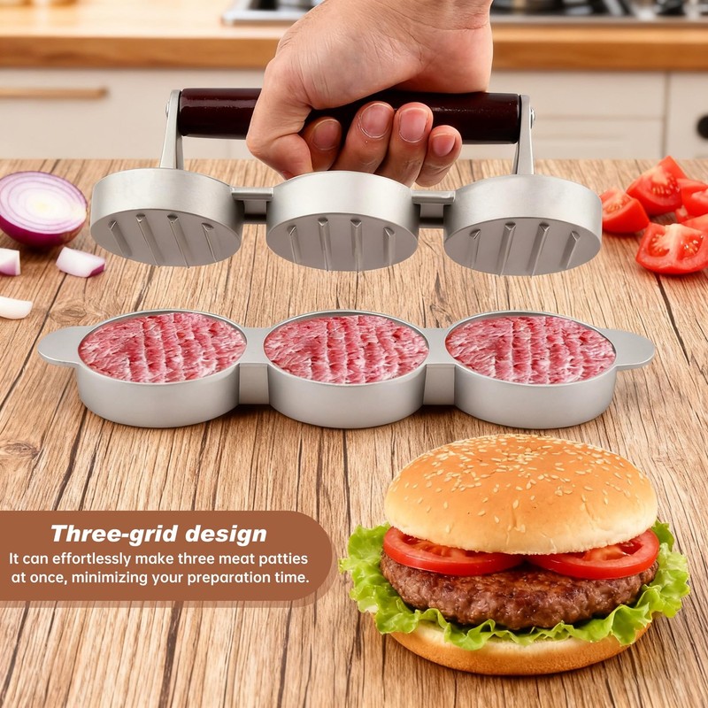 Mini Burger Press Three 2.56 Inch Molds Patty Maker 100 Papers BBQ Tool gallery