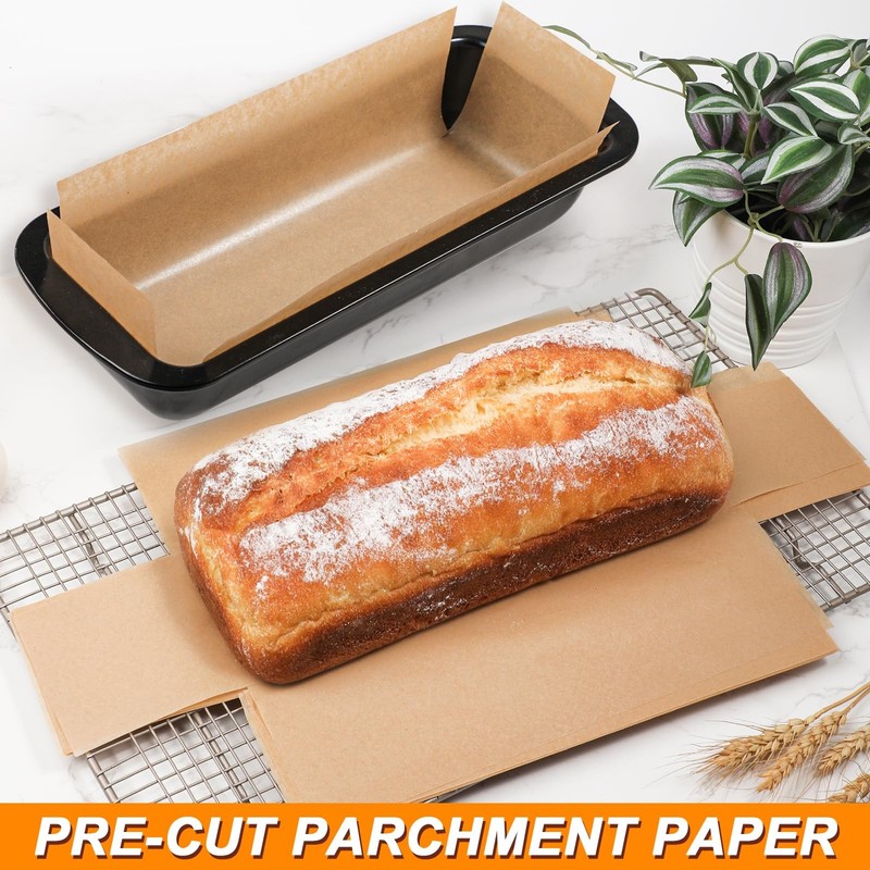 Webake Unbleached Parchment Paper Large Loaf Pan Liners for 13x5, Brown 13x5 gallery