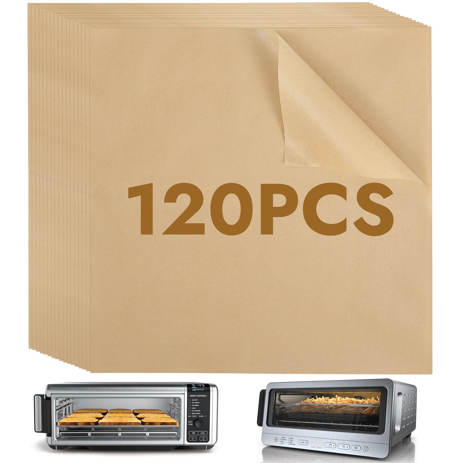 BYKITCHEN 12 Inch Air Fryer Parchment Paper for 120pcs-12x12inch, Nature gallery