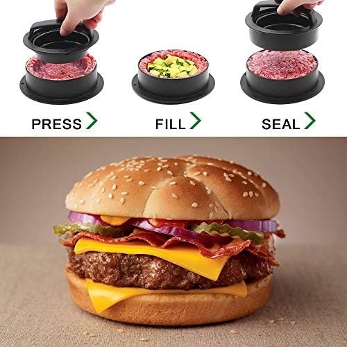 3-in-1 Burger Press Patty Maker Nonstick Stuffed Slider Mold w/100 Papers gallery