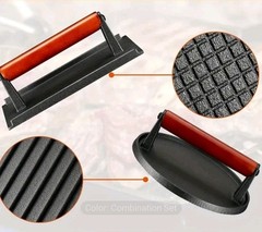 2-Piece Cast Iron Hamburger Press Set BBQ Grilling Press