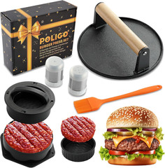 Smash Burger Press Kit – 4 in 1 Hamburger Patty Storage Containers,6.69″ round C