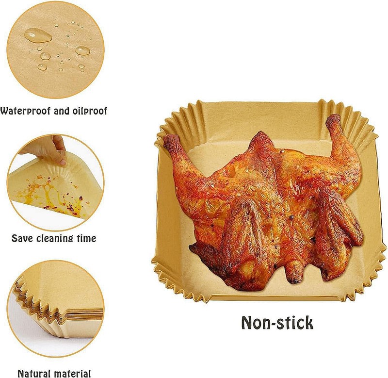 Mini Air Fryer Liners Disposable for Most 2-5 Qt Small 6.3*6.3in, Brown gallery