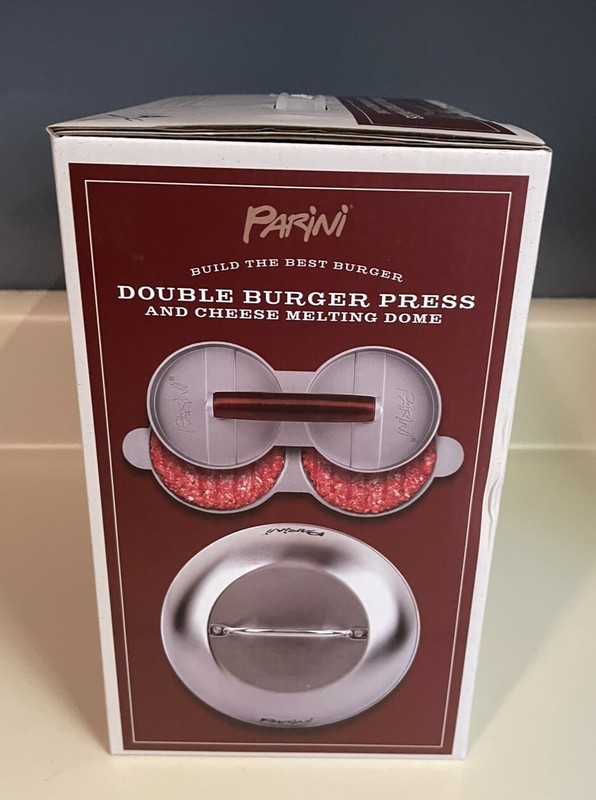 Parini Double Non-Stick Burger Press & Cheese Melting Dome 8.75" NIB gallery