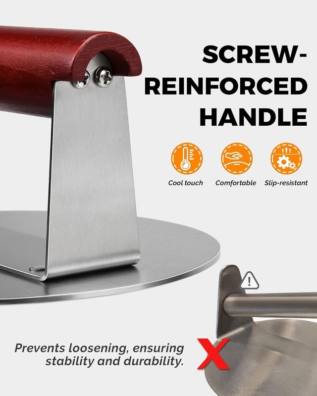 Versatile Appliance: 6.2" Stainless Steel Burger Smasher for Griddles & Skillets gallery