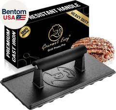 3Lb Cast Iron Grill Press, Heavy Duty Smash Burger Press for Griddle Heat Resist