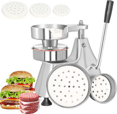 CTJ 3 in 1 Commercial Burger Patty Maker 4/5/6 Inch Hamburger Press – Heavy Duty