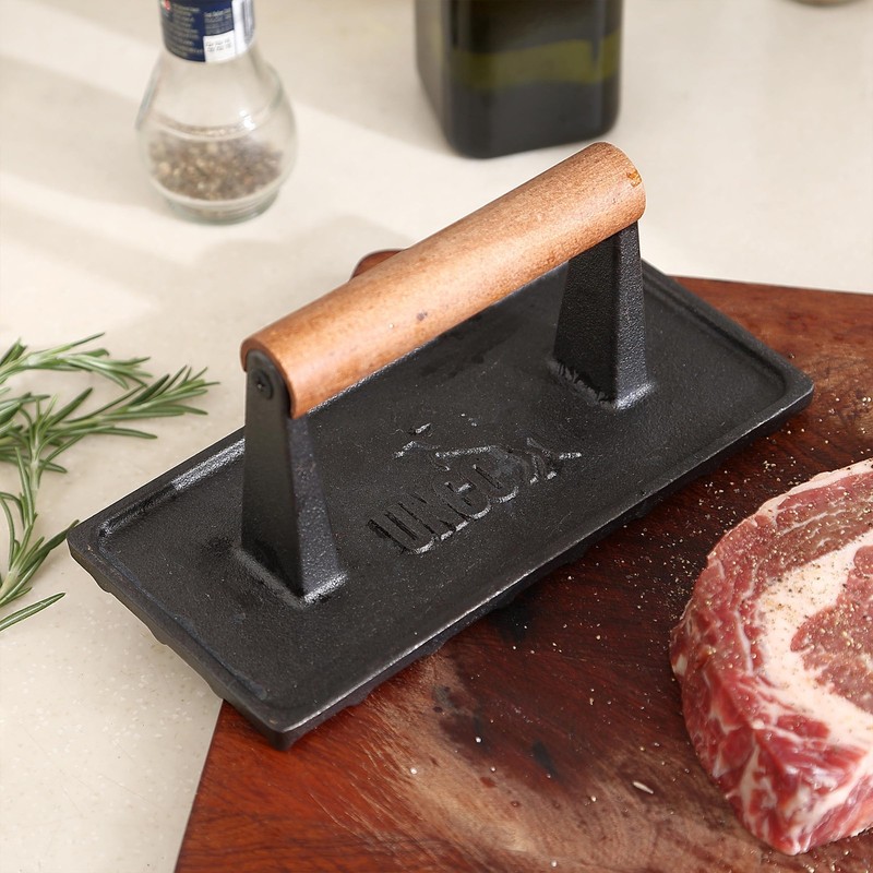 Cast Iron Grill Press 6.9 Inch Round 8.3x4.3 Inch Rectangular Burger Meat gallery
