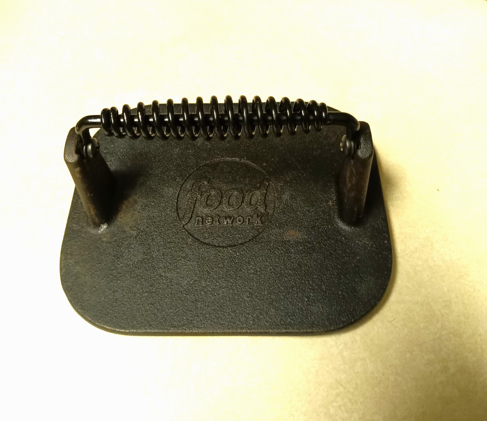 Cast Iron Grill Press FOOD NETWORK 6” Wide Searing Meats Cooking Kitchen