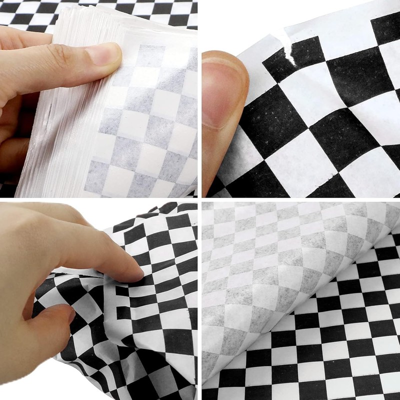 Oomcu 200 Sheets Black and White Checkered Dry Waxed Deli Large, Black/White gallery