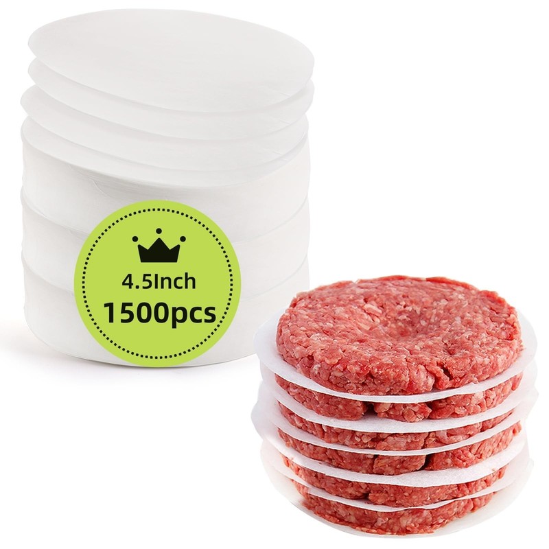 1500pcs Non-Stick Hamburger Patty Paper, 4.5" Round Wax Sheets for Freezing & BB gallery