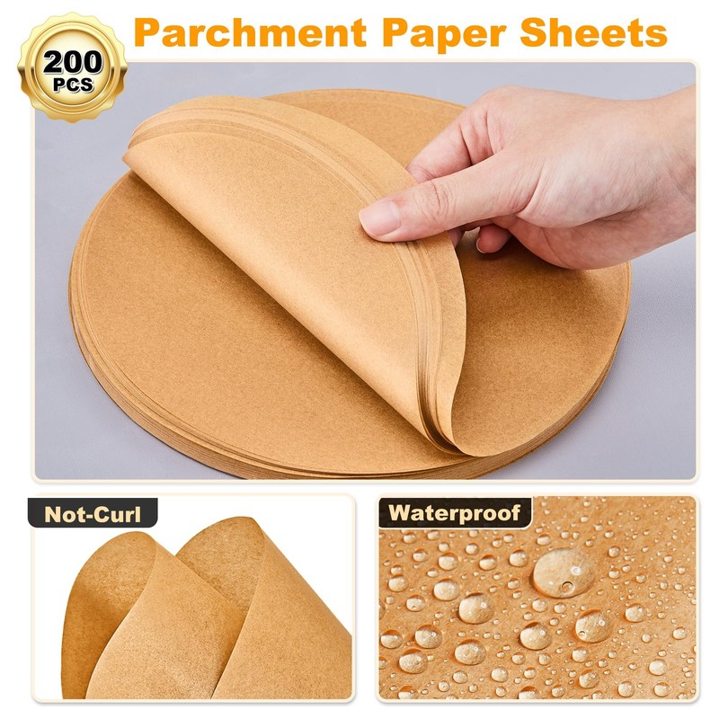 SMARTAKE 200 Pcs Unbleached Parchment Paper Baking 4 Inches-200, gallery