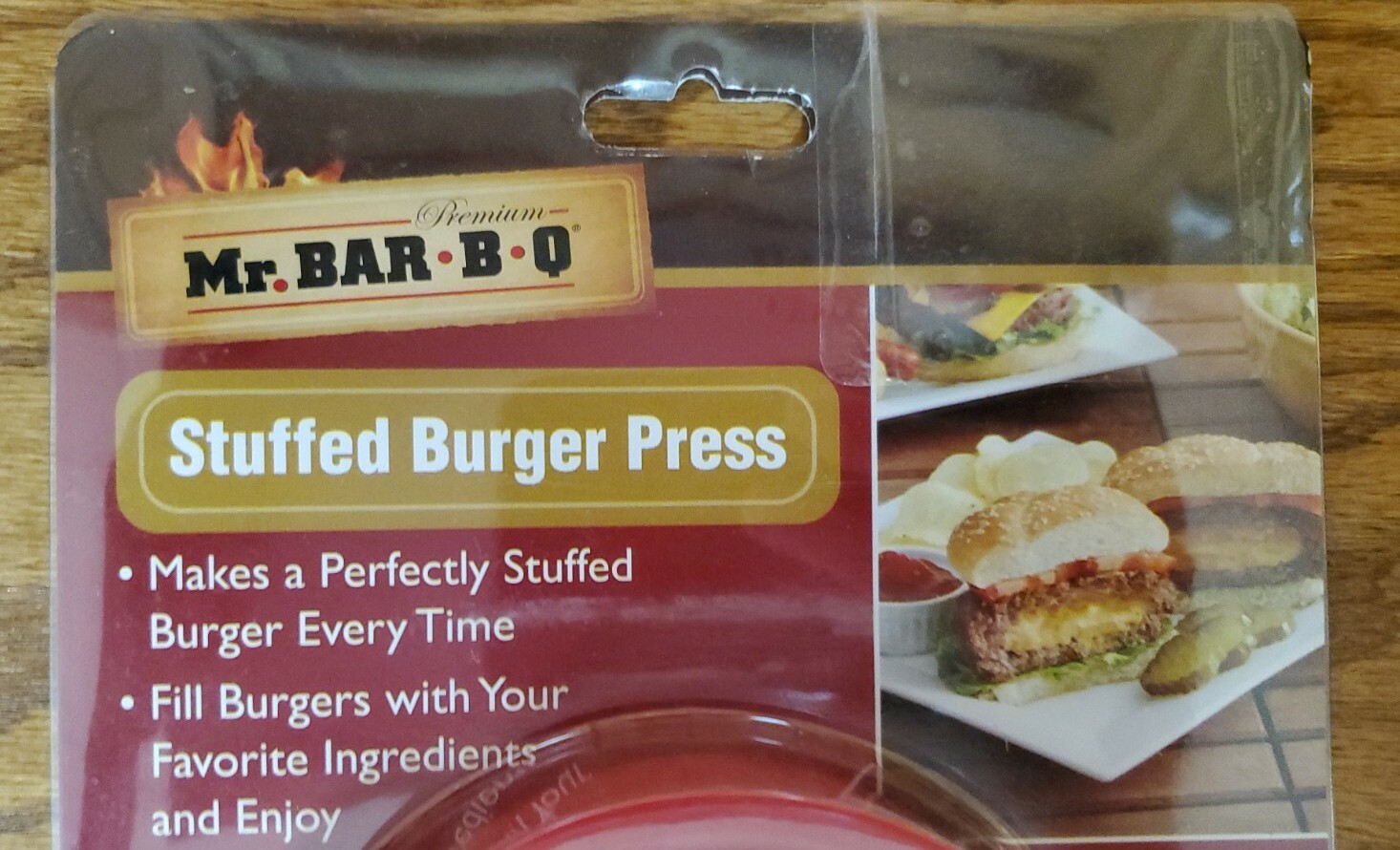 Mr Bar-B-Q STUFFED BURGER PRESS RED Fill Burgers NWT gallery