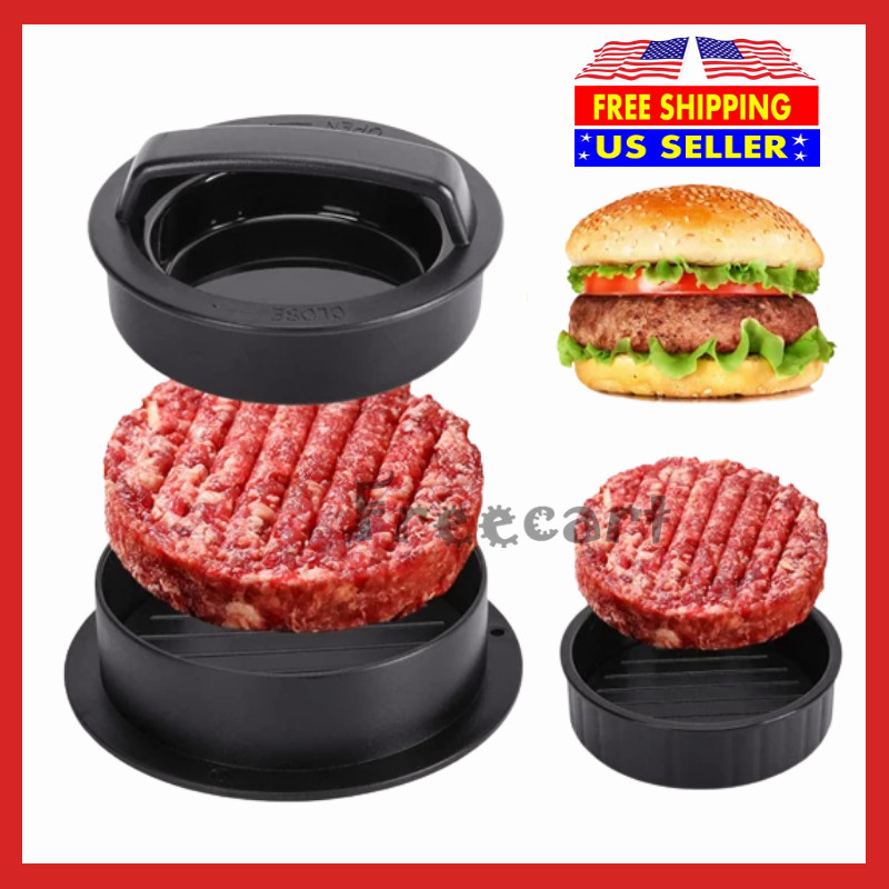 3 IN 1 Non Stick Stuffed Burger Press Hamburger Patty Molds Maker Sliders BBQ US gallery