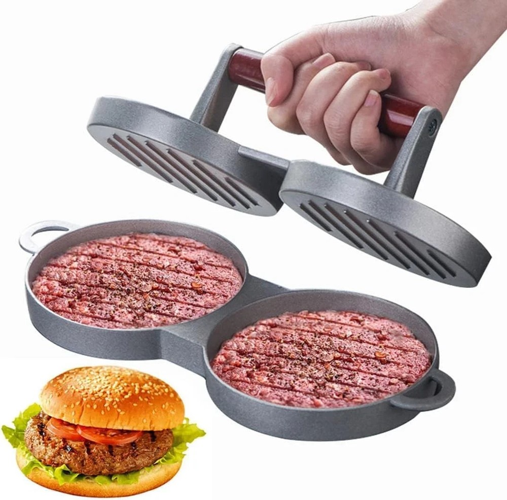 Double Non-Stick Stuffed Burger Press Hamburger Patty Maker for Meat Beaf (2 in
