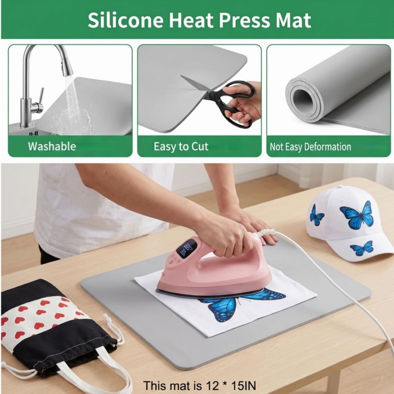 WRINGKIT 2 Pack Silicone Heat Press Mat 15 x 12 Inch, Heat Press Pad 0.3" Thi... gallery