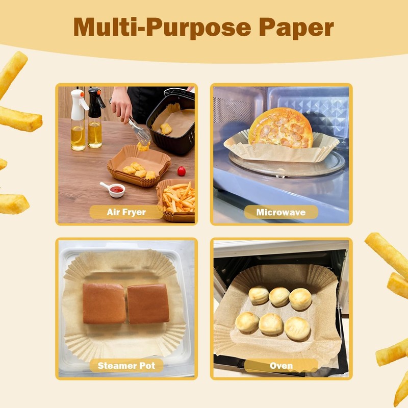 SENIPPAH 200 Pcs 8" Air Fryer Liner Square Baking Parchment Paper gallery