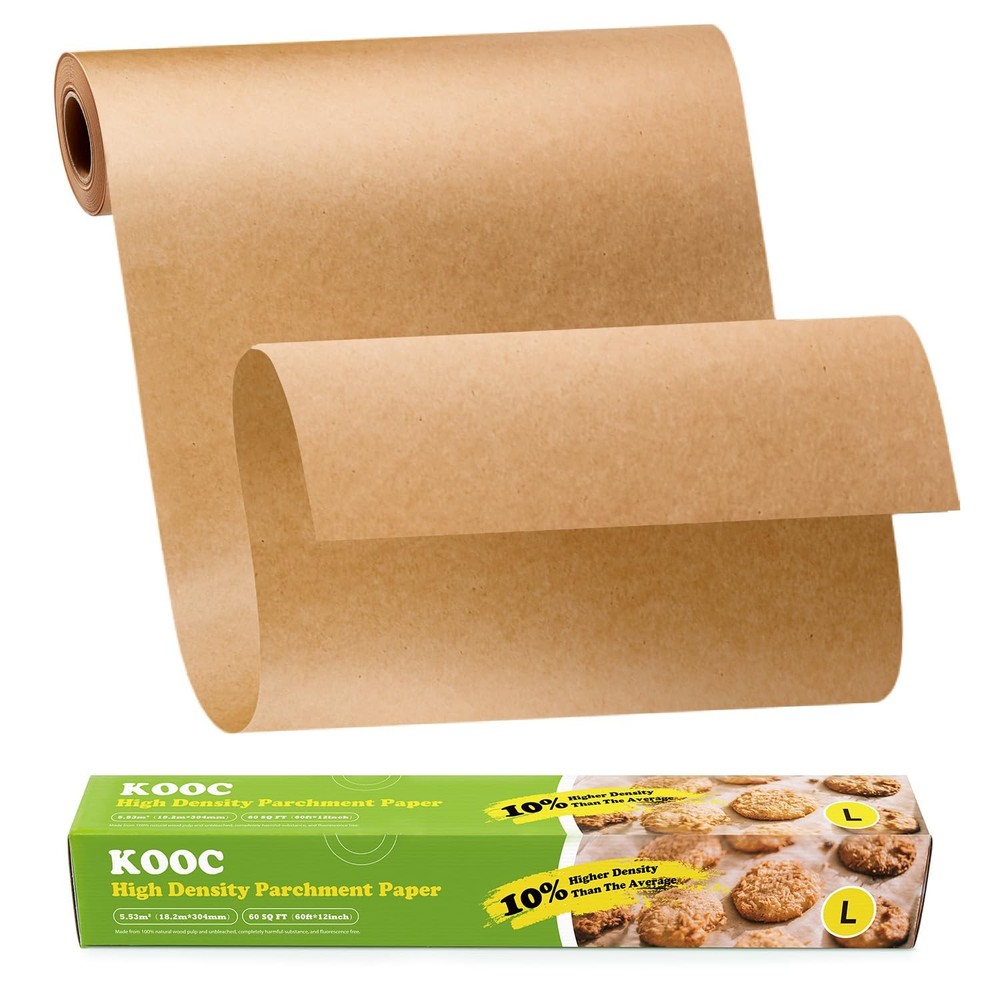 KOOC Premium 60-Feet Parchment Paper Roll - 12 in X 60 Ft, L (12-Inch Width)