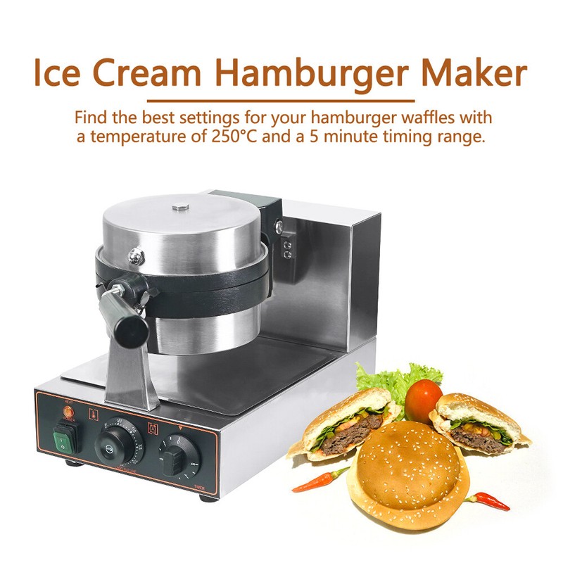 Ice Cream UFO Burger Maker Commercial Electric Waffle Panini Press Machine 110V gallery