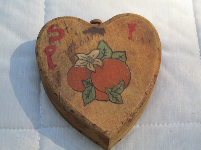 Wooden Hinged Hamburger Press Vintage with wooden Heart Shaped Trinket Box gallery