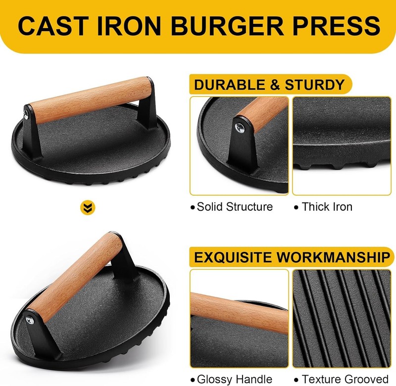 AIVIKI Burger Press, Smash Press for Blackstone Griddle, Heavy Round gallery