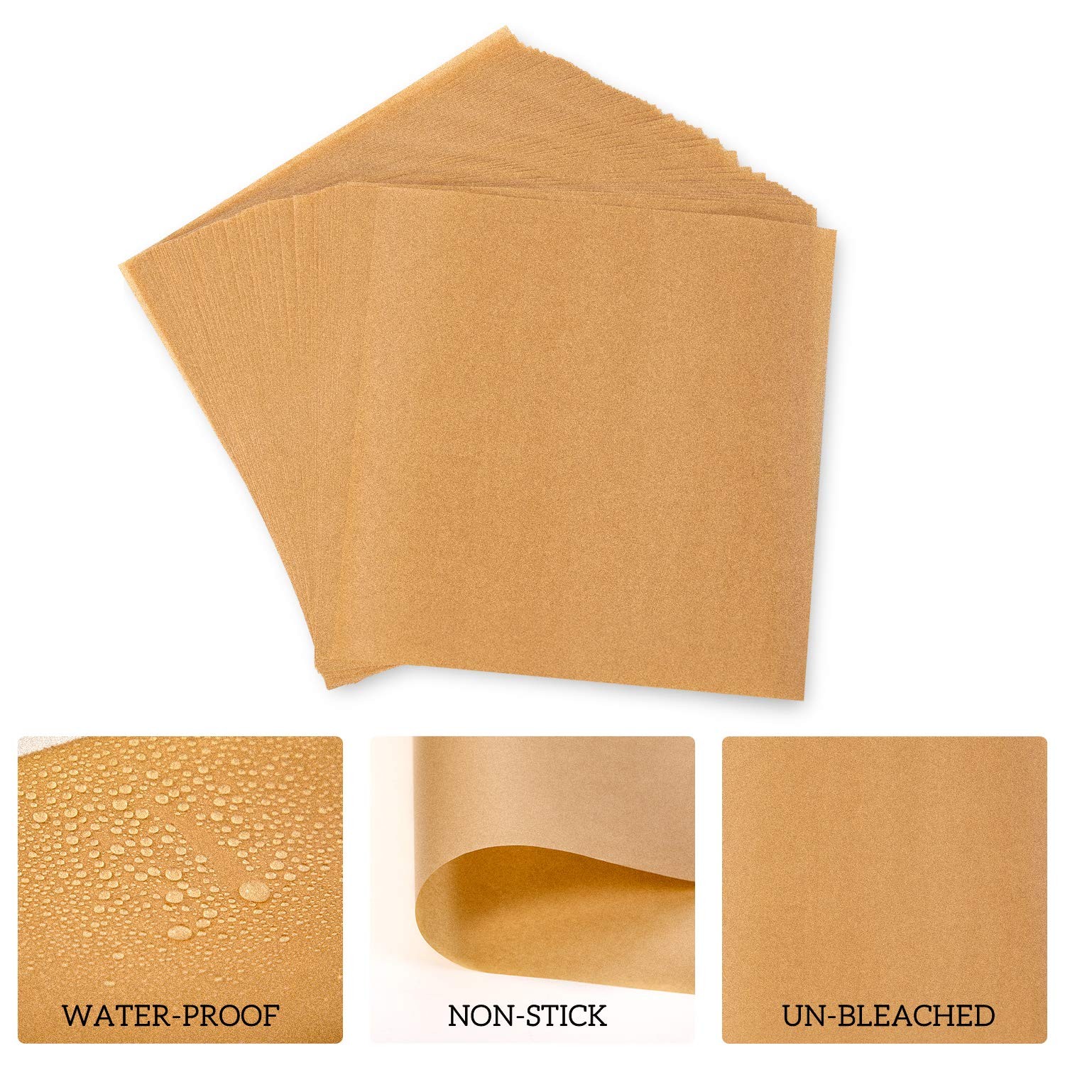 Hiware 200 Count Unbleached Parchment Paper Squares 6" 200 (Pack of 1) gallery