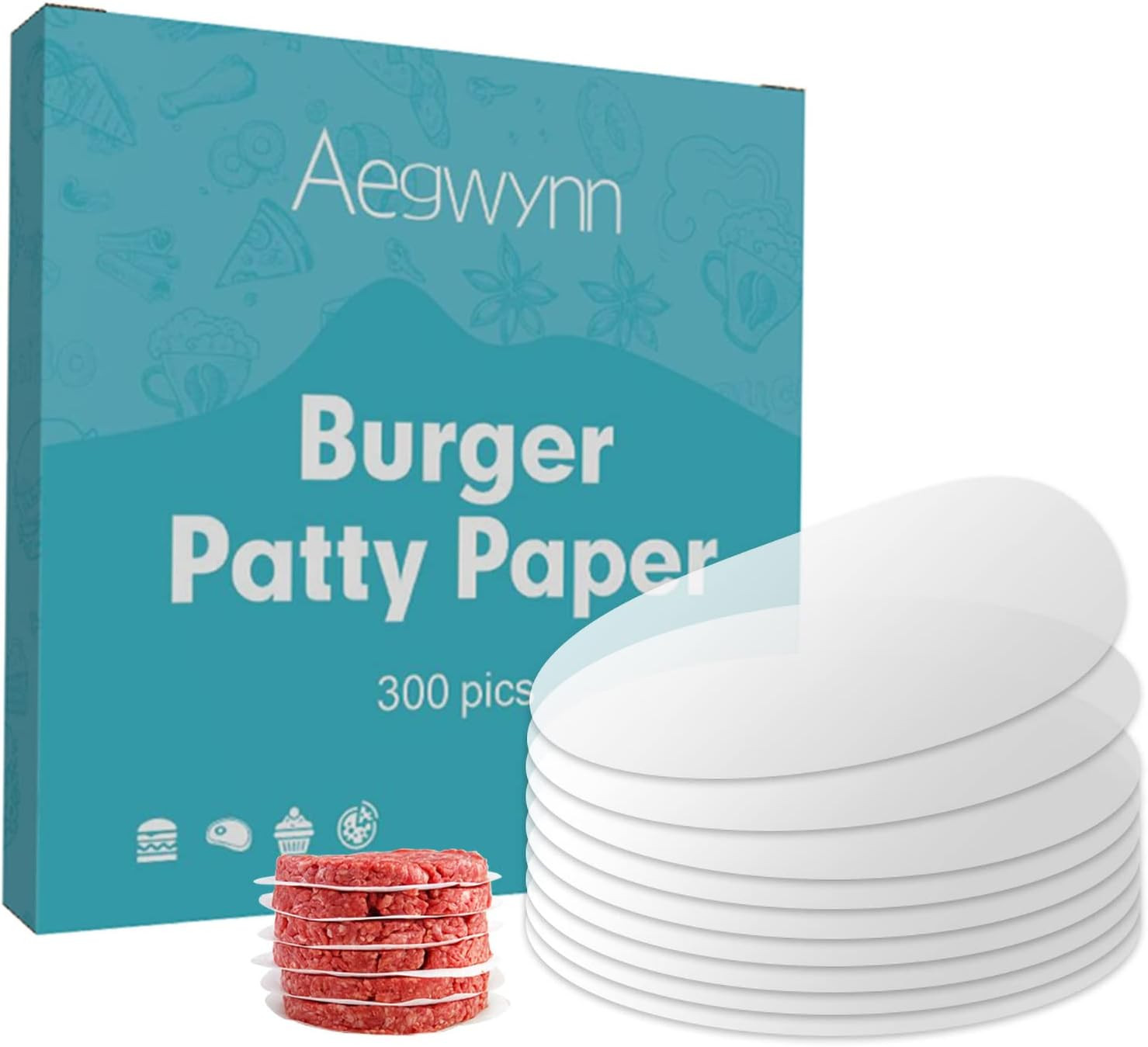 Aegwynn Hamburger Patty Paper round 4 Inch 300 Pcs, Parchment Burger Papers Non gallery