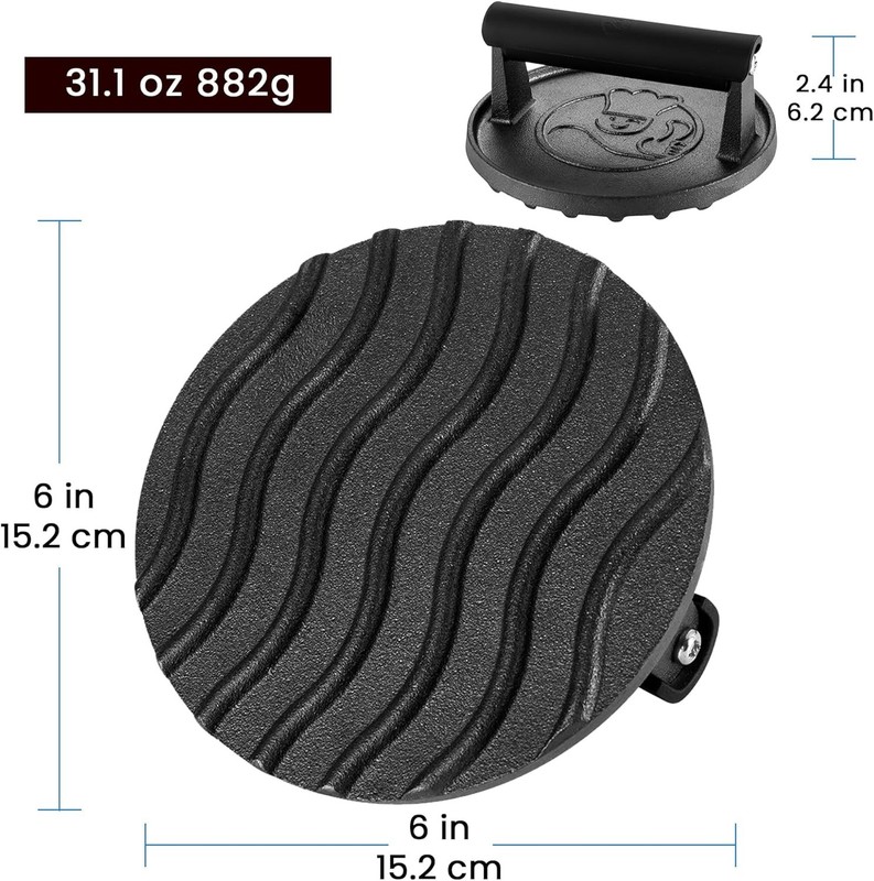 Smash Burger Press for Griddle, 5- , 2 lb Heavy Duty Burger Smasher Tool with... gallery