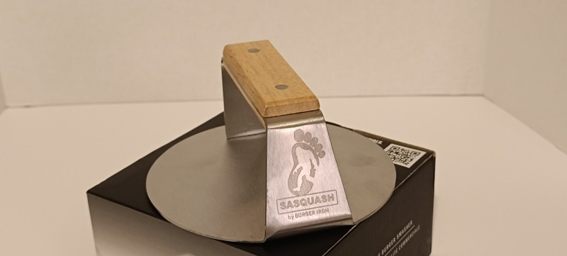 The Sasquash 6" Smash Burger Press Made In USA Welded Stainless Steel WideHandle gallery