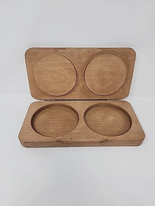 Vintage Farmhouse Style BAUMANN Enamelware & Wood Double Hamburger Press gallery