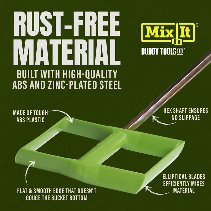 Buddy Tools Mix It, 18" Length – Mud Mixer with Durable ABS Paddle – gallery