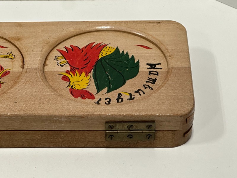 Vintage Hand painted ROOSTER & Duck Japan Hamburger Press Kitchen Decor lot of 2 gallery