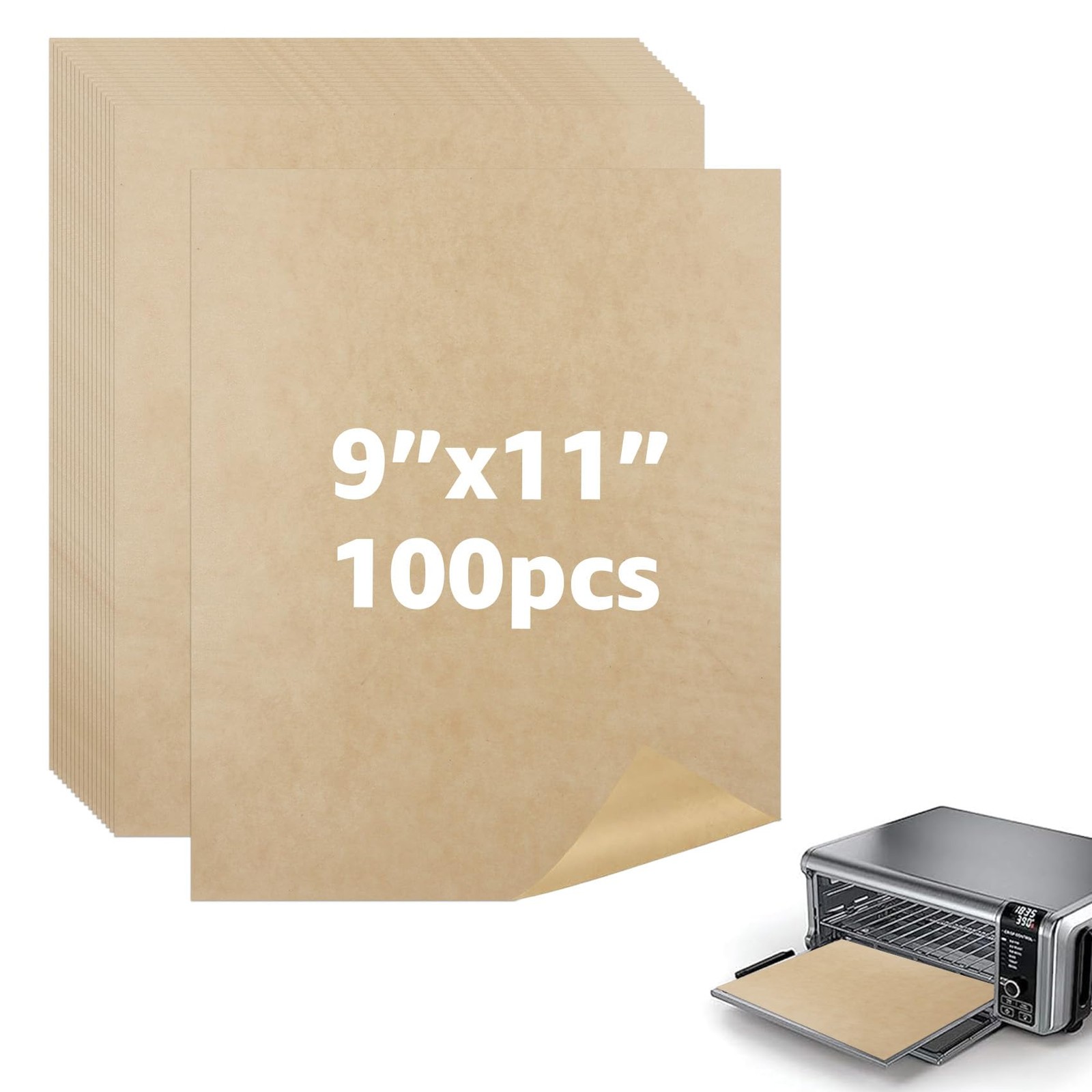 9 x11 inch Air Fryer Parchment Paper Squares, 100 Sheets 9"L x 11"W, as shown gallery