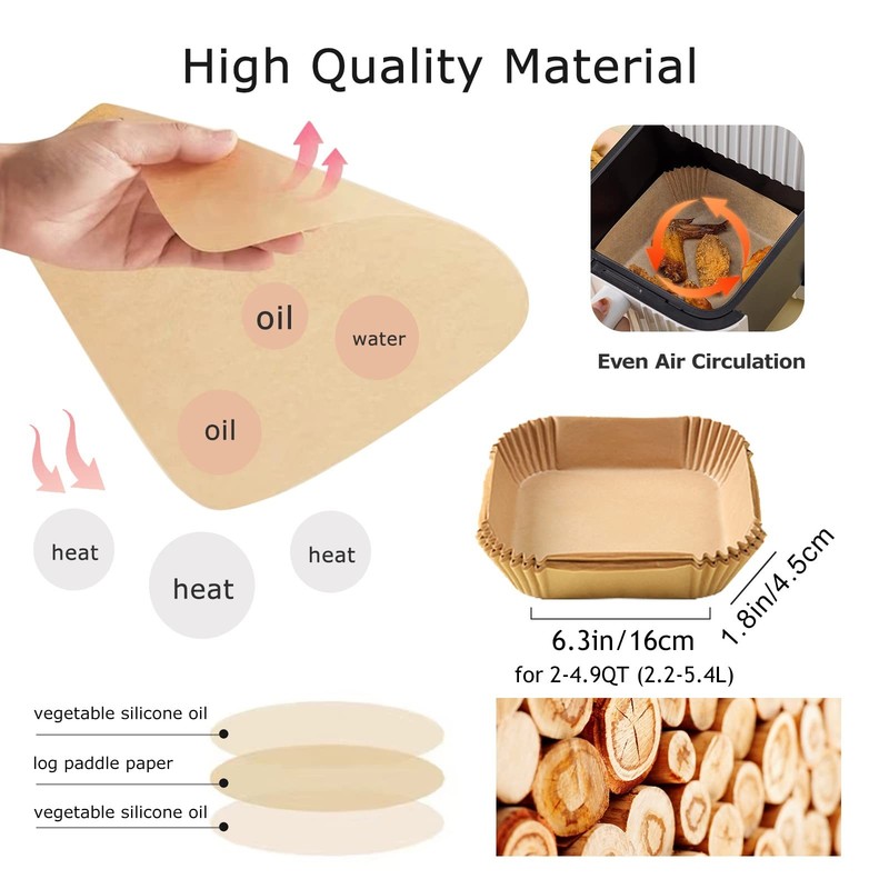 Palksky Air Fryer Paper Liners Disposable - 100Pcs small, 100PCS-6.3inch gallery