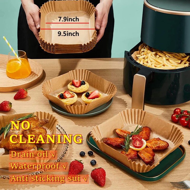 UHOUSE air fryer liners 9.5 inch square, inch,Square,110 gallery