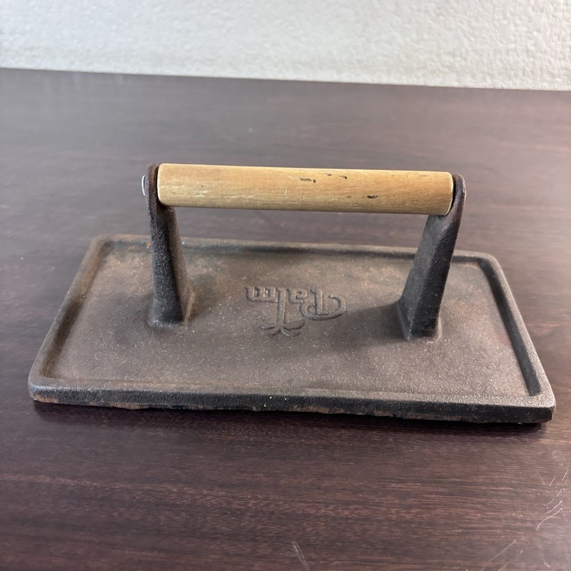 Palm Restaurant Cast Iron 8 3/4” Stovetop/Grill Press With Wooden Handle gallery