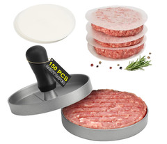 Prensa para hamburguesas de aluminio con 150 papeles antiadherentes para BBQ
