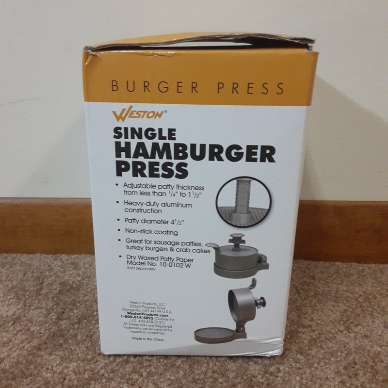 Weston Hamburger Press Makes 4 1/2" Single Patty Adjustable Non-Stick Heavy-Duty gallery
