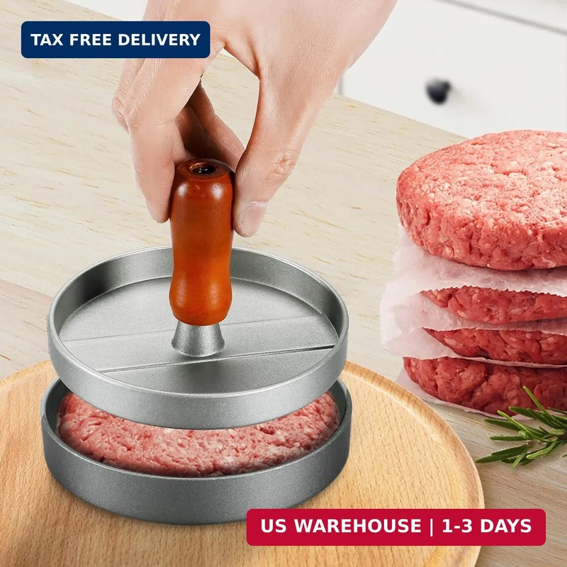 PIQUEBAR Burger Press Patty Maker Stainless Steel Hamburger Patty Press Mold Woo gallery