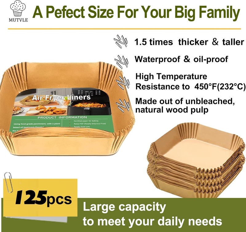 Air Fryer Liners Disposable for CHEFMAN 9.5''Square, Natural gallery
