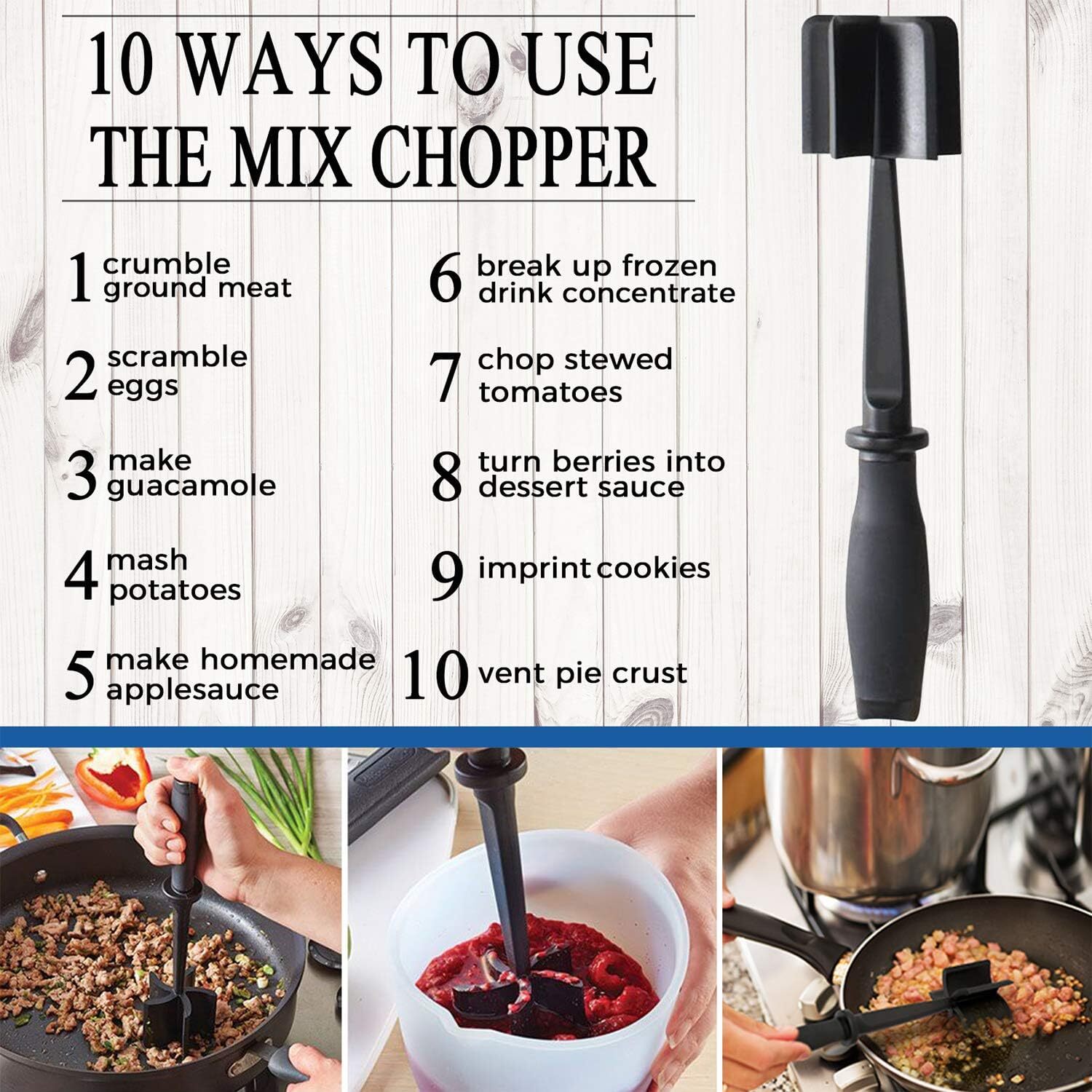 Meat Chopper, 5 Curve Blades Ground Beef Masher, Heat Resistant 1Pack, Black gallery