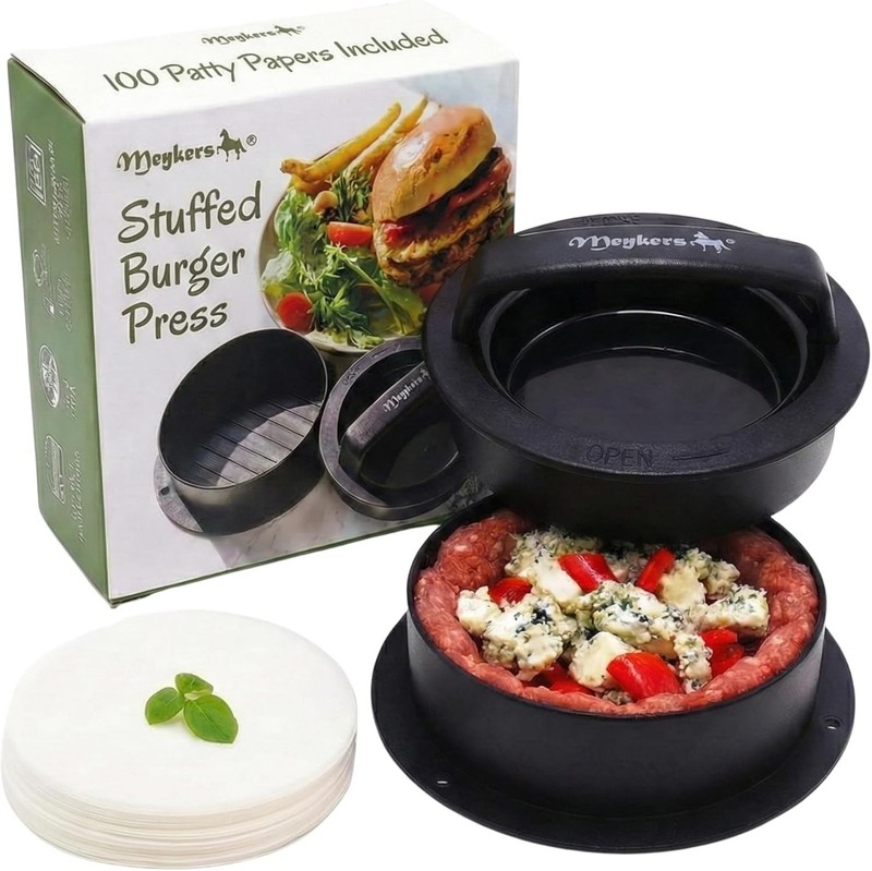 BPA-Free Hamburger Patty Maker - 100 Wax Papers for Stuffed Burgers & Sliders gallery