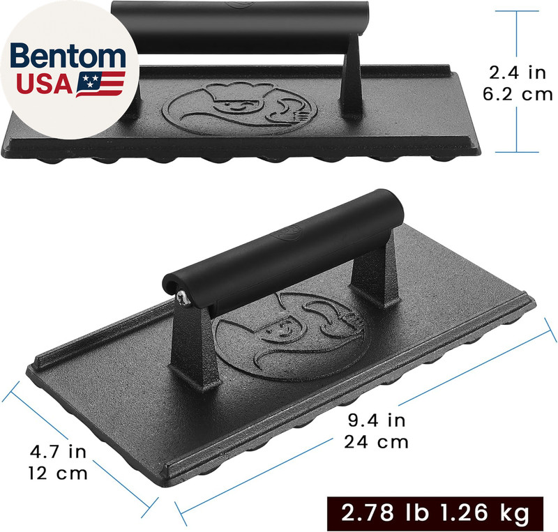 3Lb Cast Iron Grill Press, Heavy Duty Smash Burger Press for Griddle Heat Resist gallery